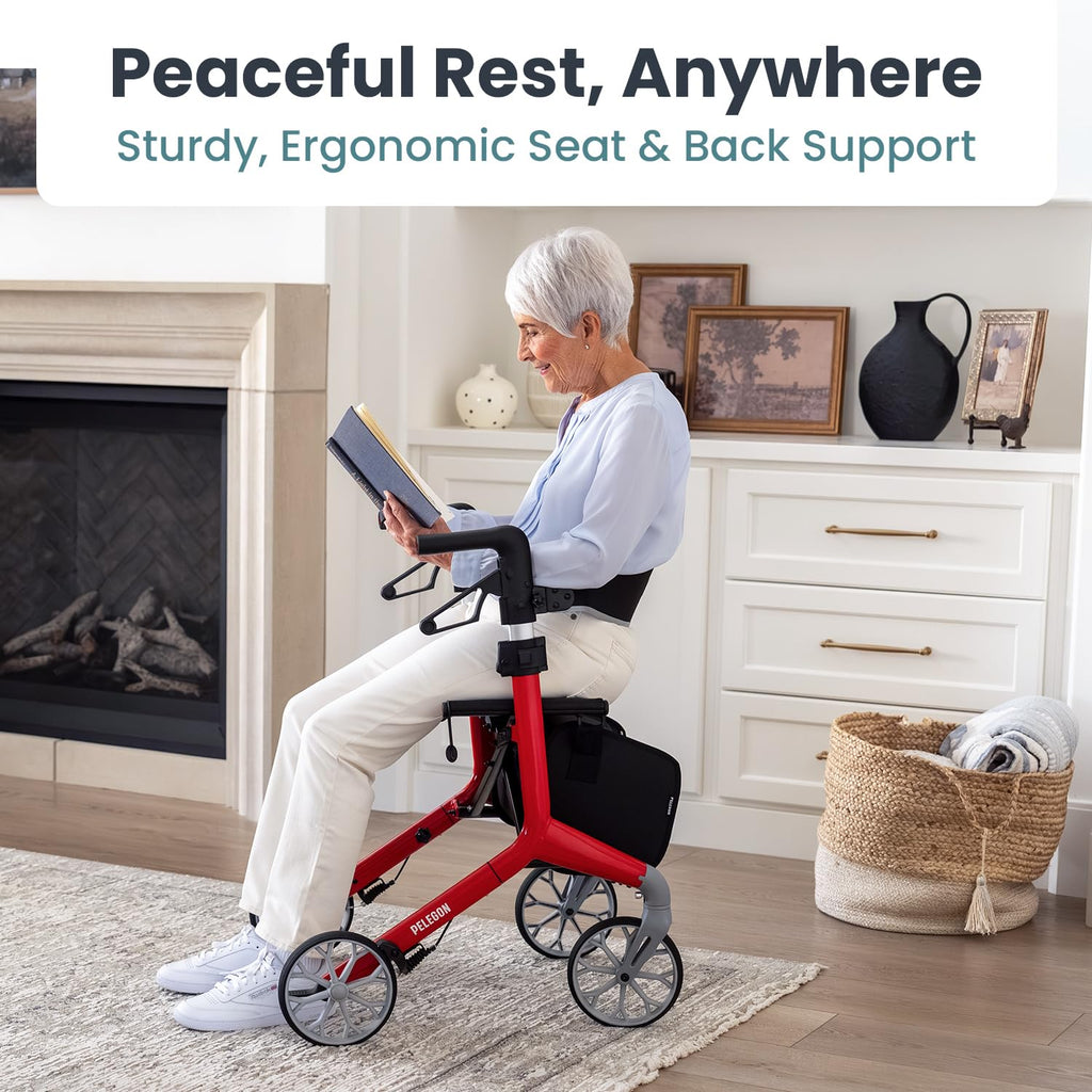 Red Foldable Rollator Walker with Seat M519
