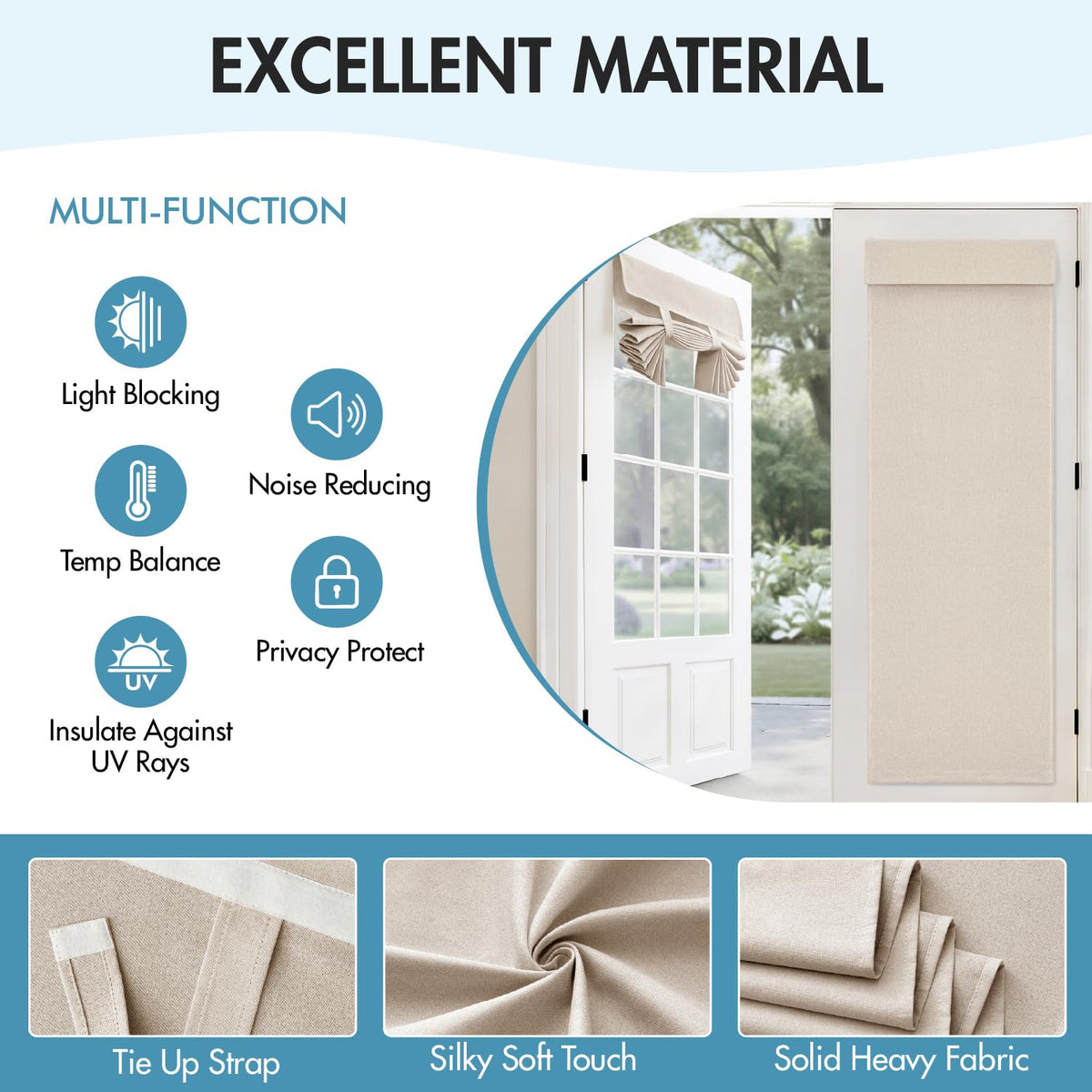 100% Blackout Linen Curtains 2 Panels B876631