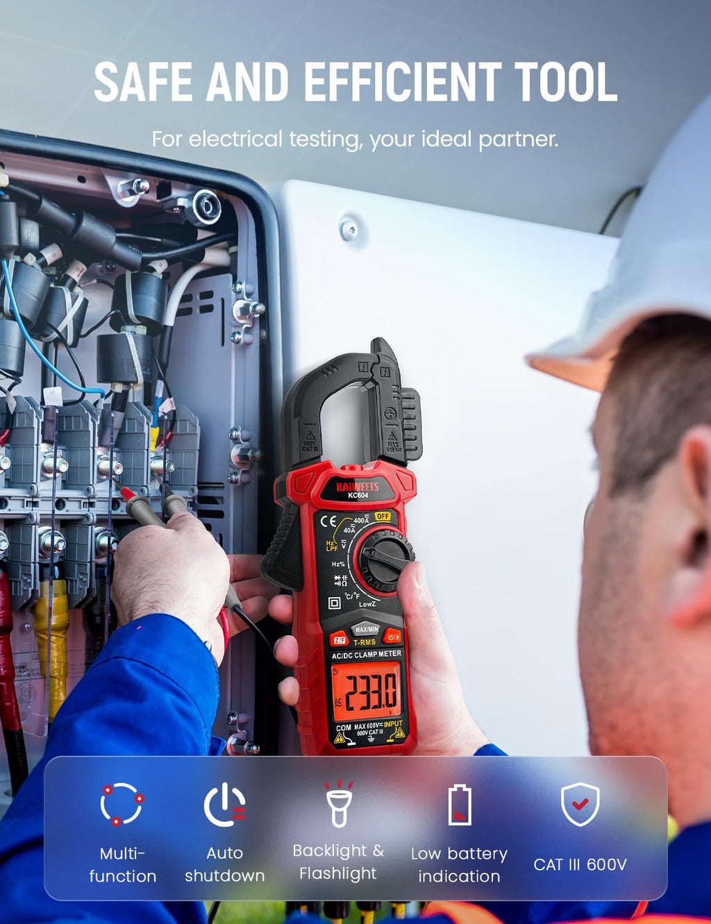 Digital Clamp Meter Multimeter with D-Shaped Jaw S892