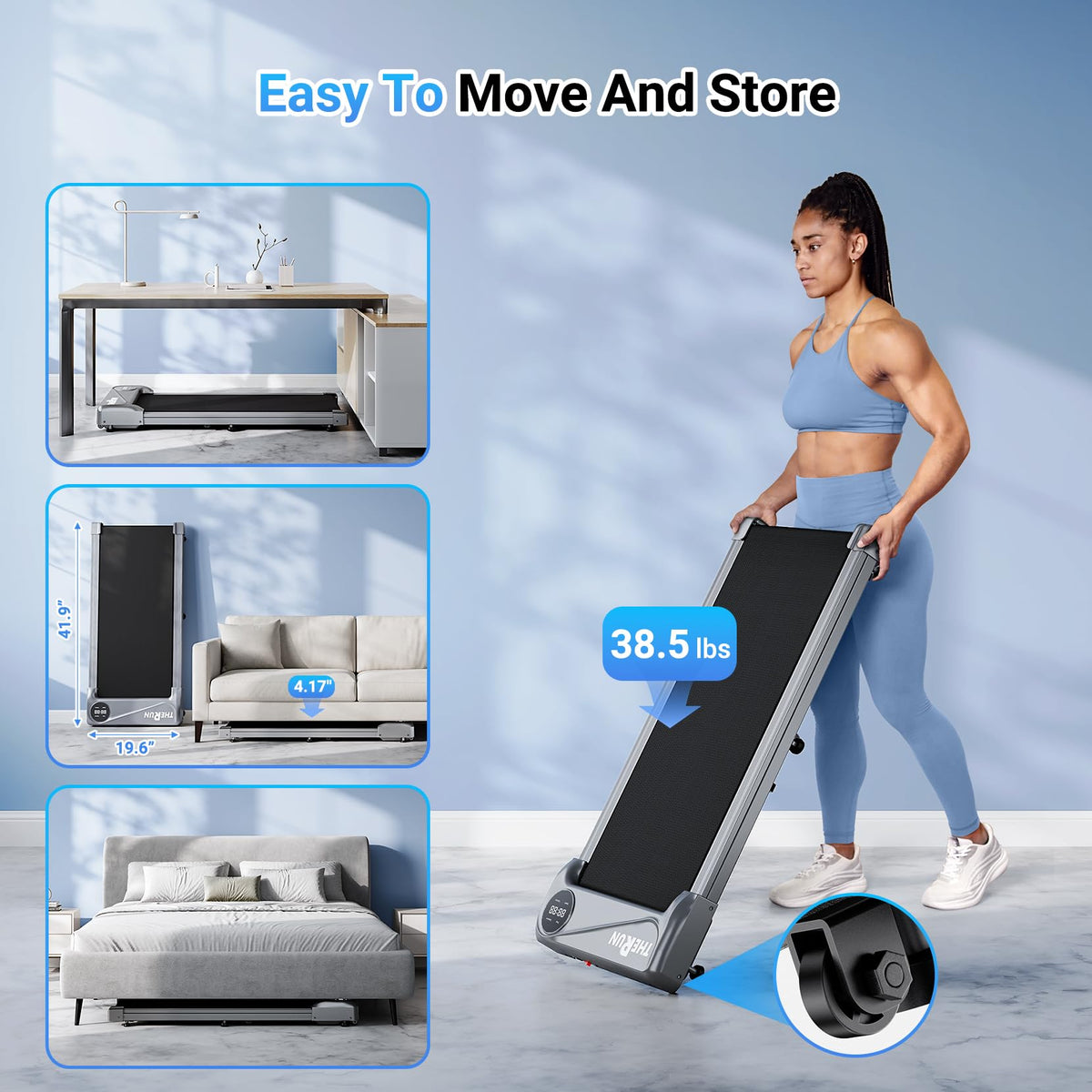 Portable Mini Treadmill 2.5HP 265 lbs Weight Capacity M945