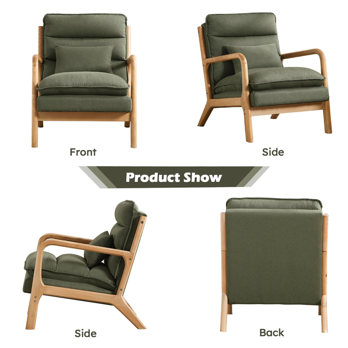 Mid Century Modern Upholstered Accent Chair Set of 2 G818165
