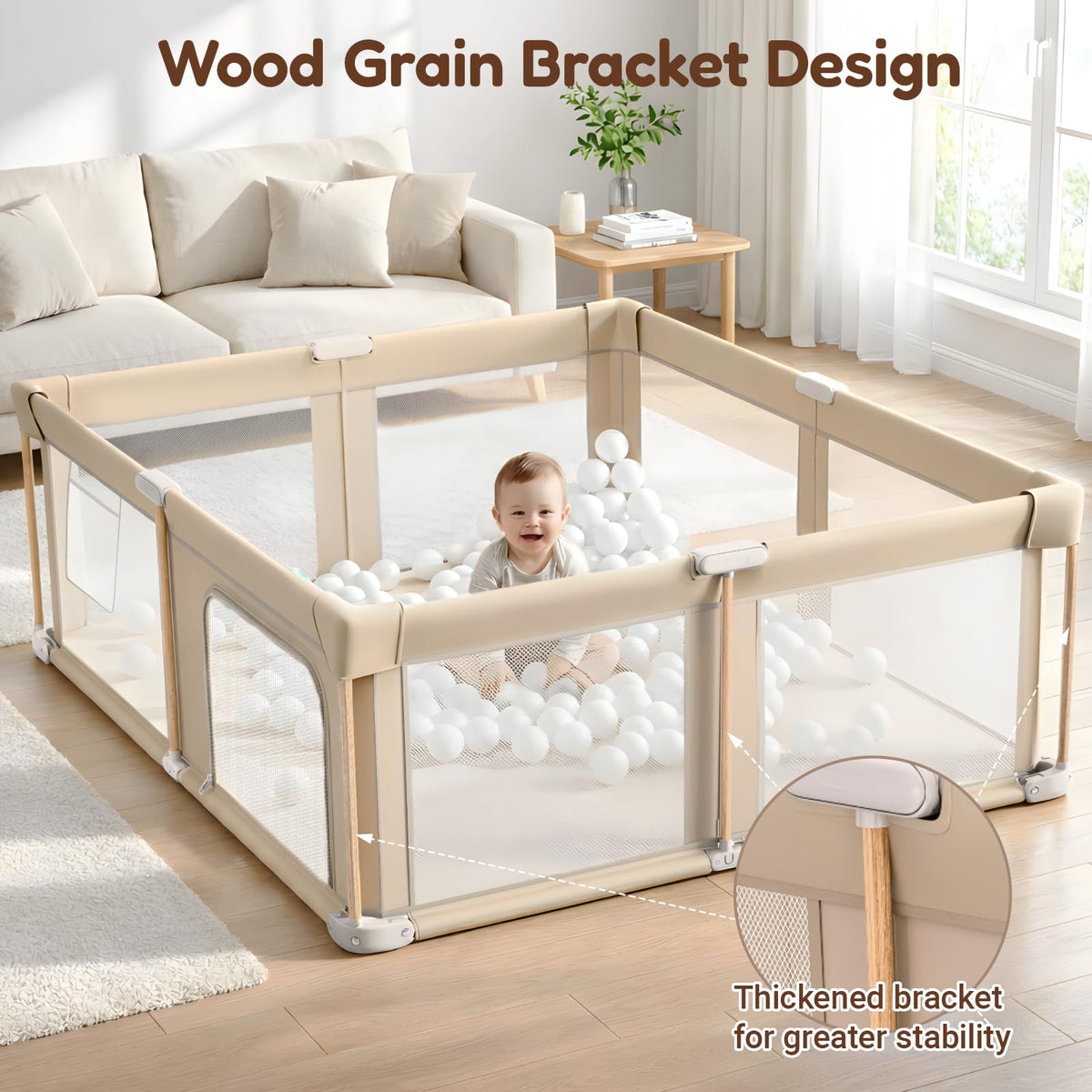 Foldable Baby Playpen with Mat, Mesh and Storage Bag T37920