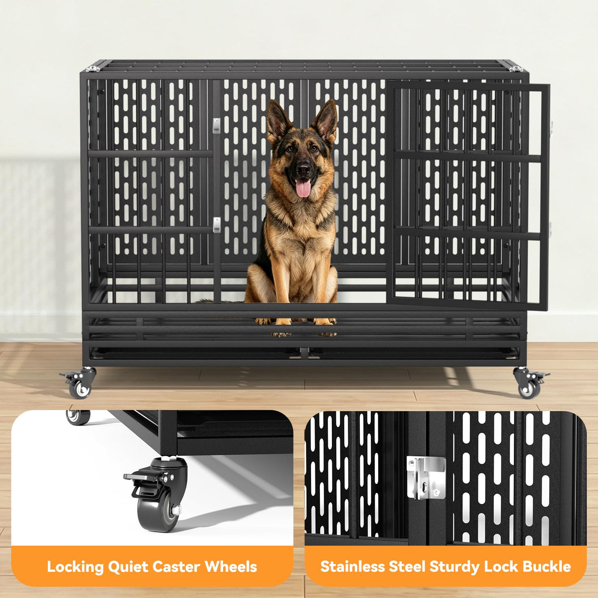 48 Inch Heavy Duty Metal Dog Crate with Wheels U561764