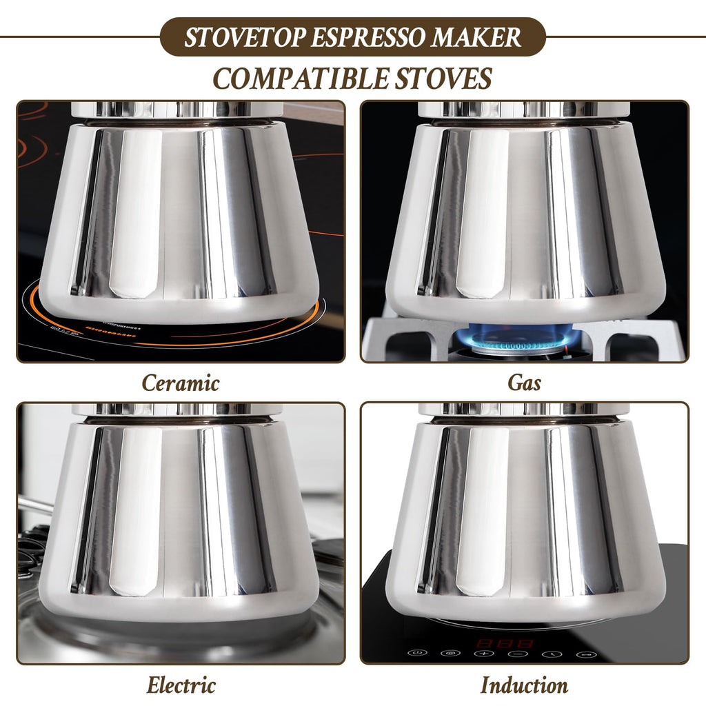 6 Cup Stainless Steel Stovetop Espresso Maker N8421