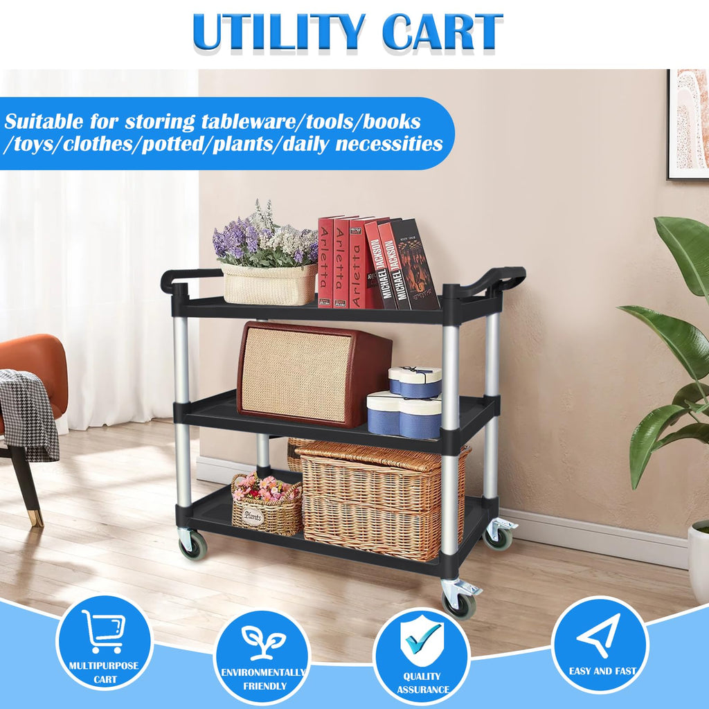 3 Tier Plastic Utility Cart with Wheels W2328
