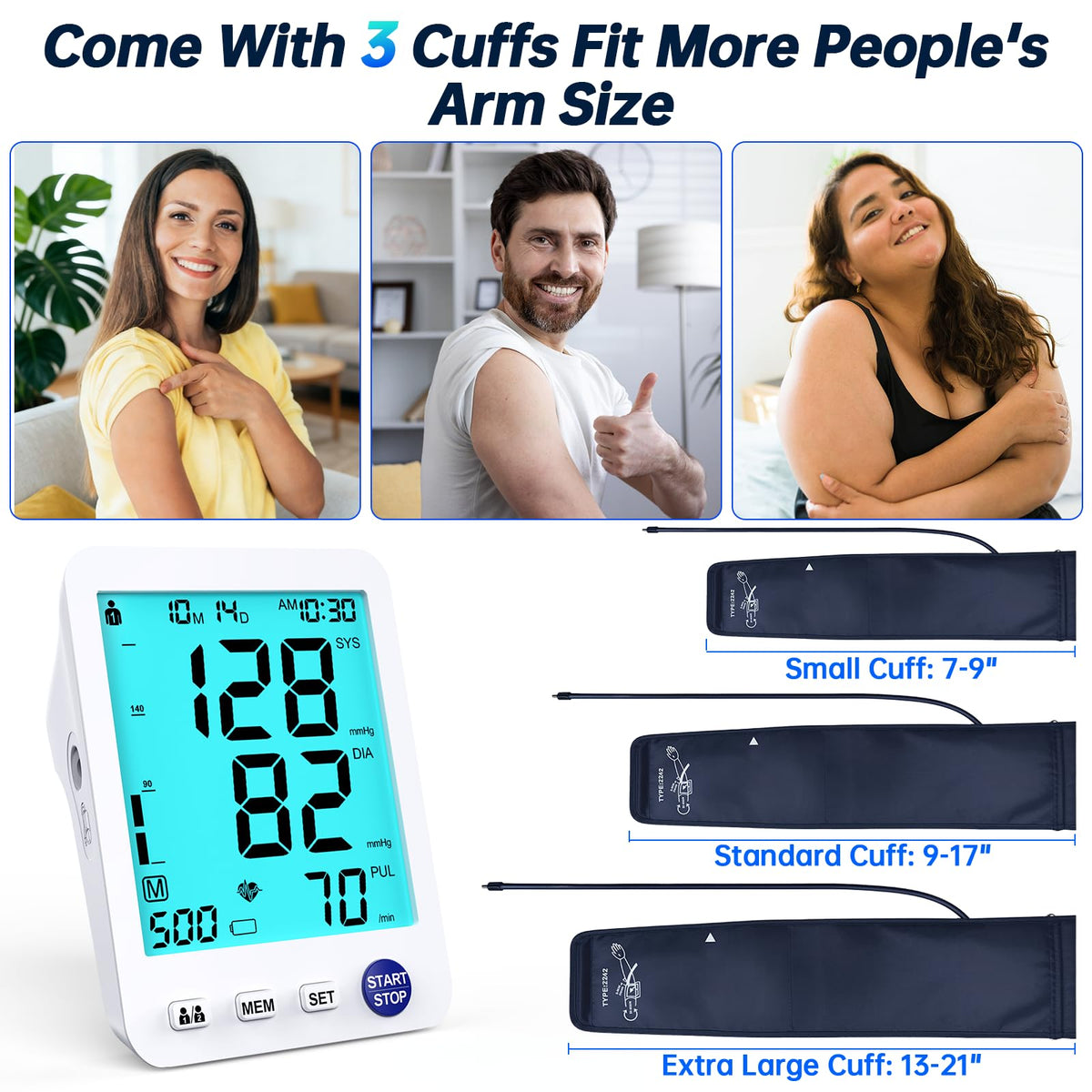 Electronic Blood Pressure Monitor 3 Size Cuffs Z67828