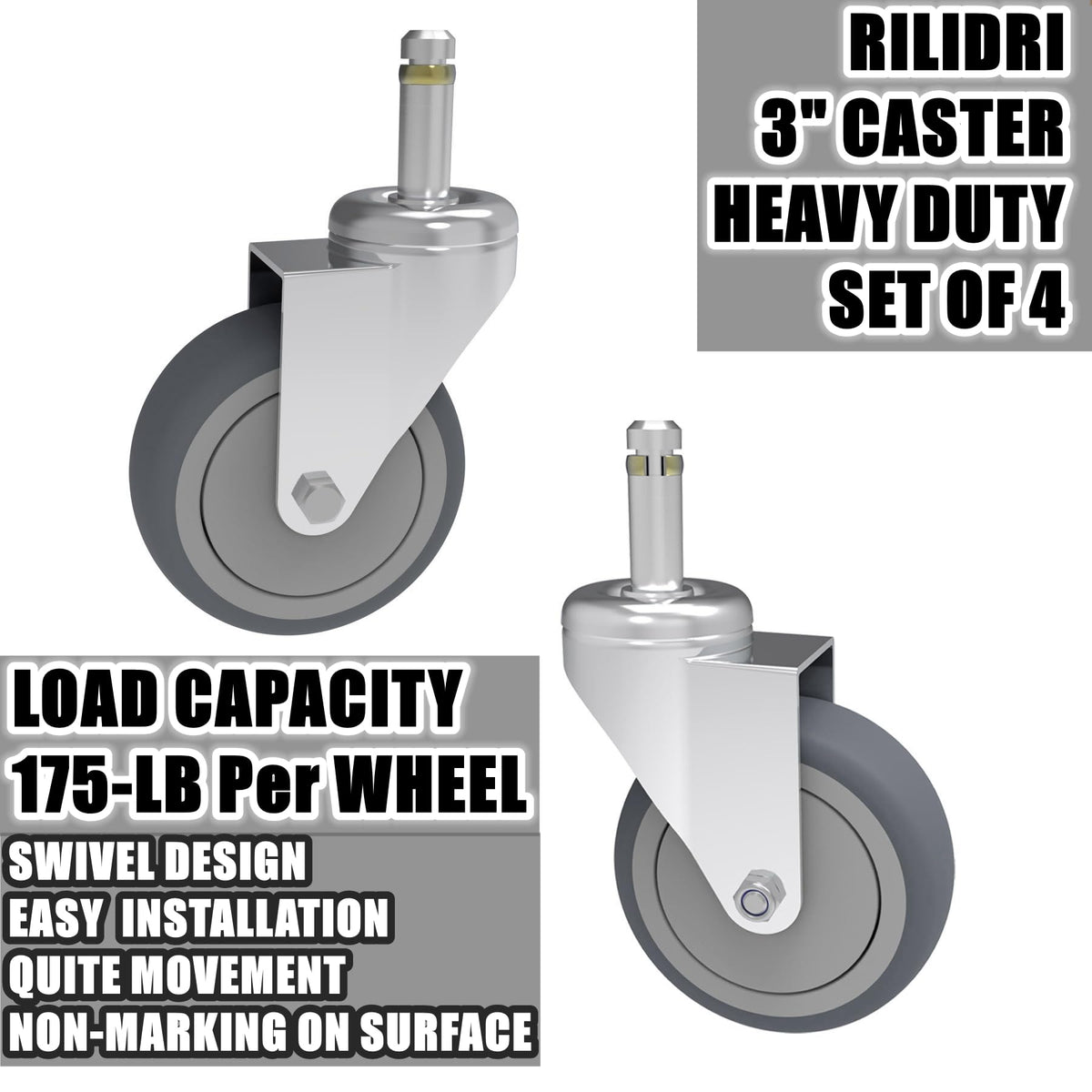 3-Inch Swivel Stem Caster 4 Pack Q5082