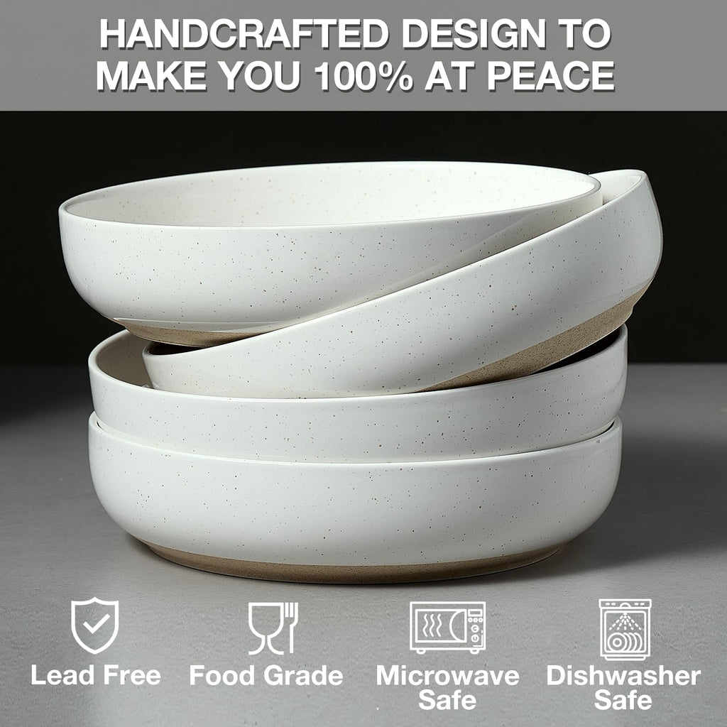 White Ceramic Pasta Bowls Set of 4 R692
