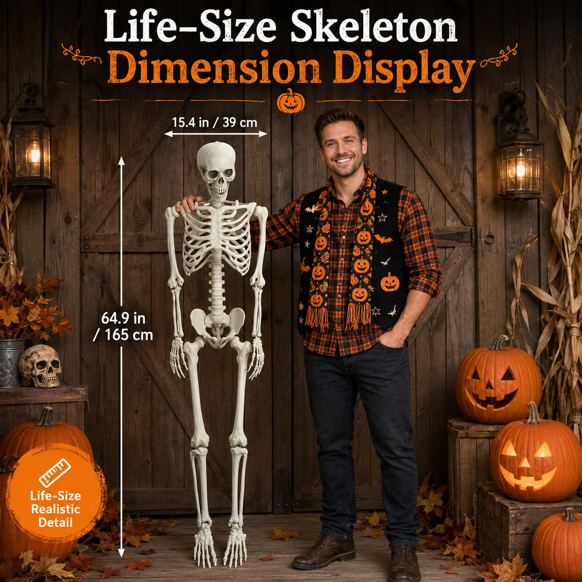 Life Size Poseable Skeleton with Movable Joints B977