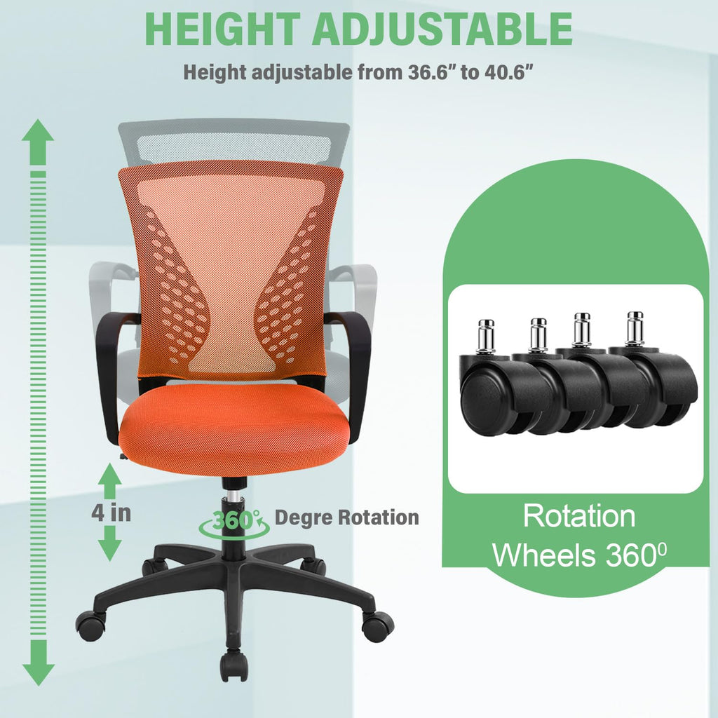 Orange Ergonomic Office Desk Chair with Armrest Y85210