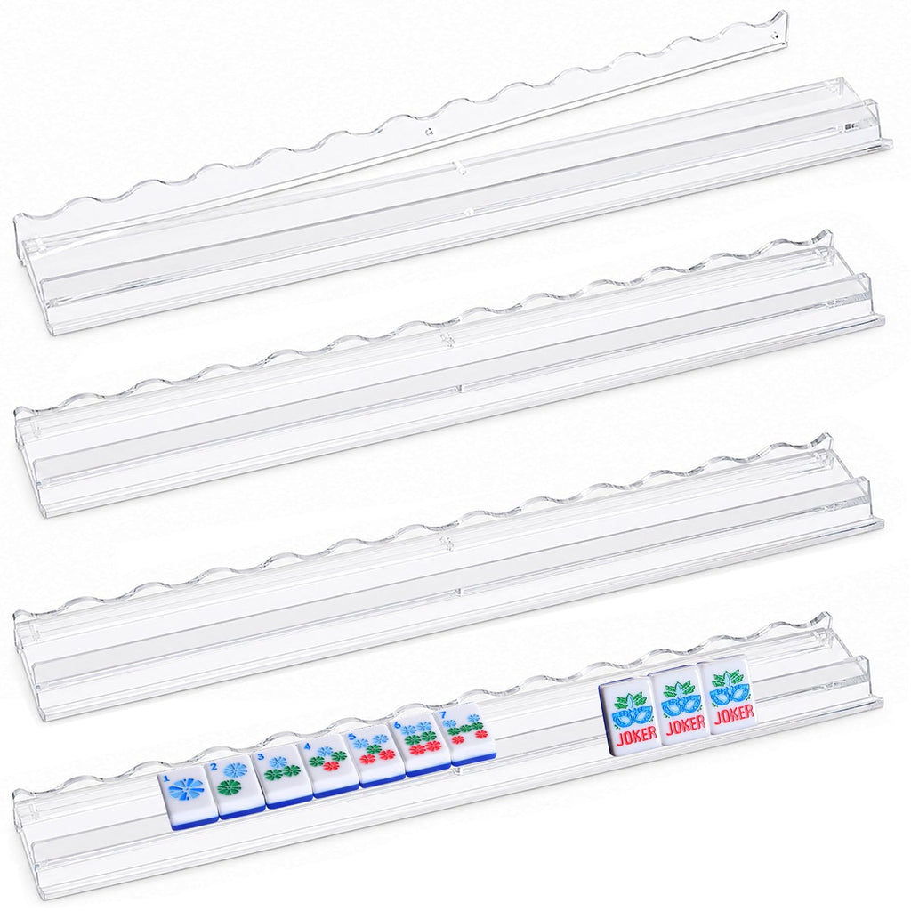 4-Pack Clear Acrylic Mahjong Racks with Pushers 19.7" Q52674