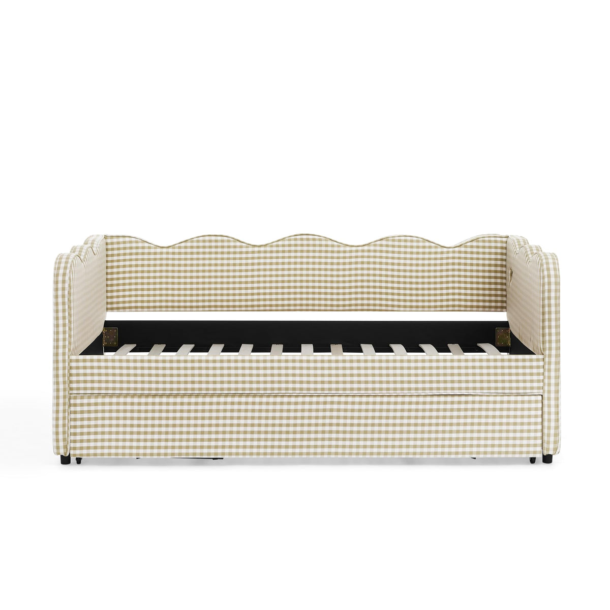 Twin Size Gingham Daybed with Trundle and USB Ports V352