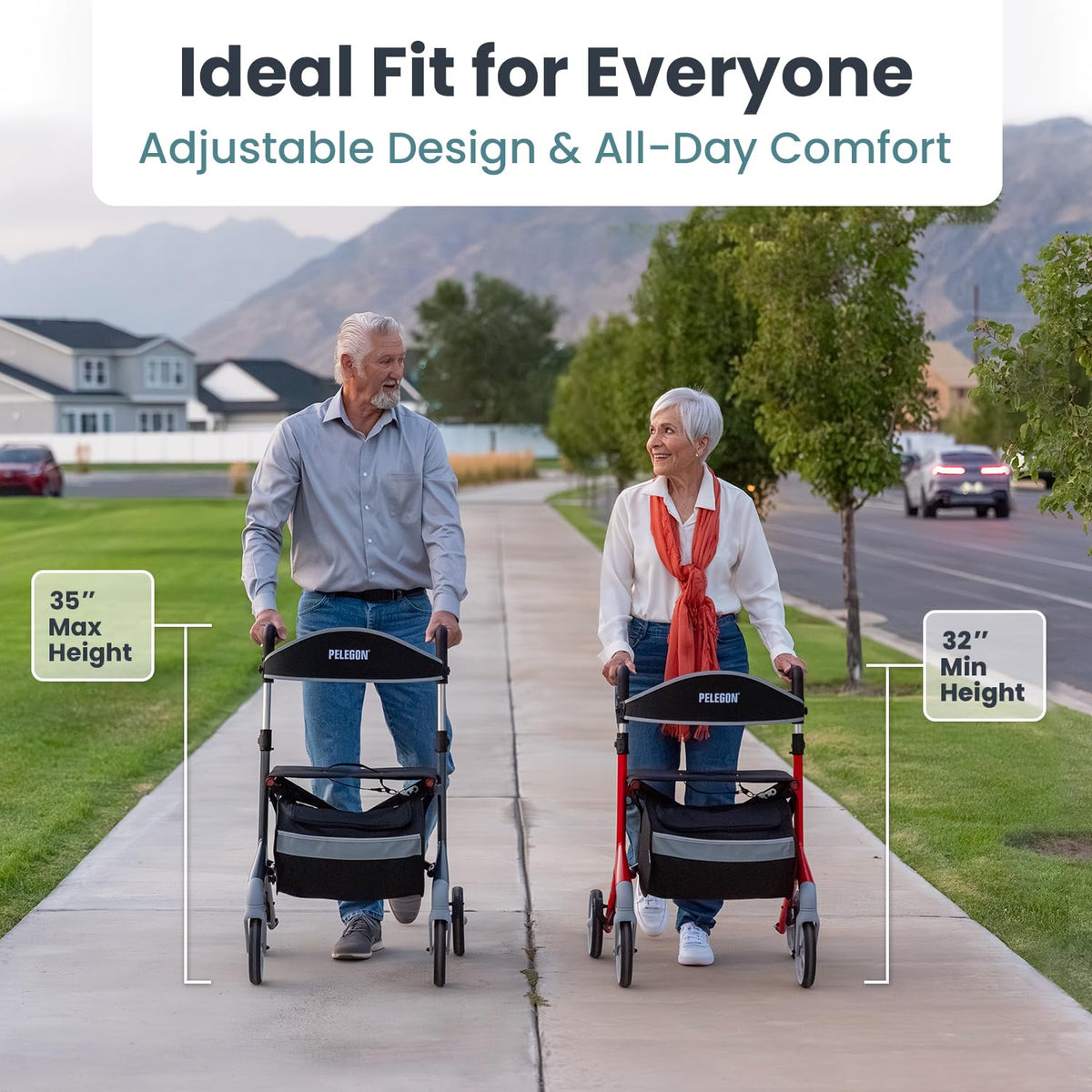Red Foldable Rollator Walker with Seat M519