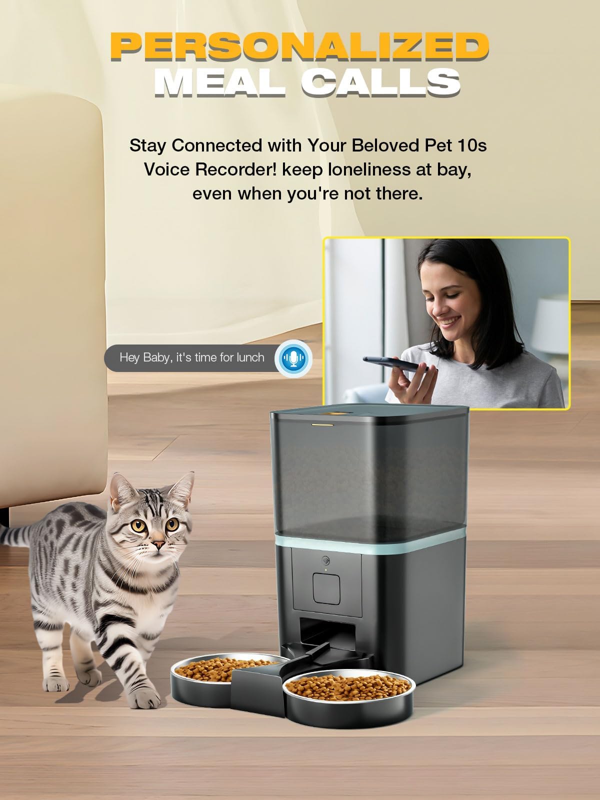 Automatic WiFi App Control Cat Feeder with Stainless Steel Bowl I19028