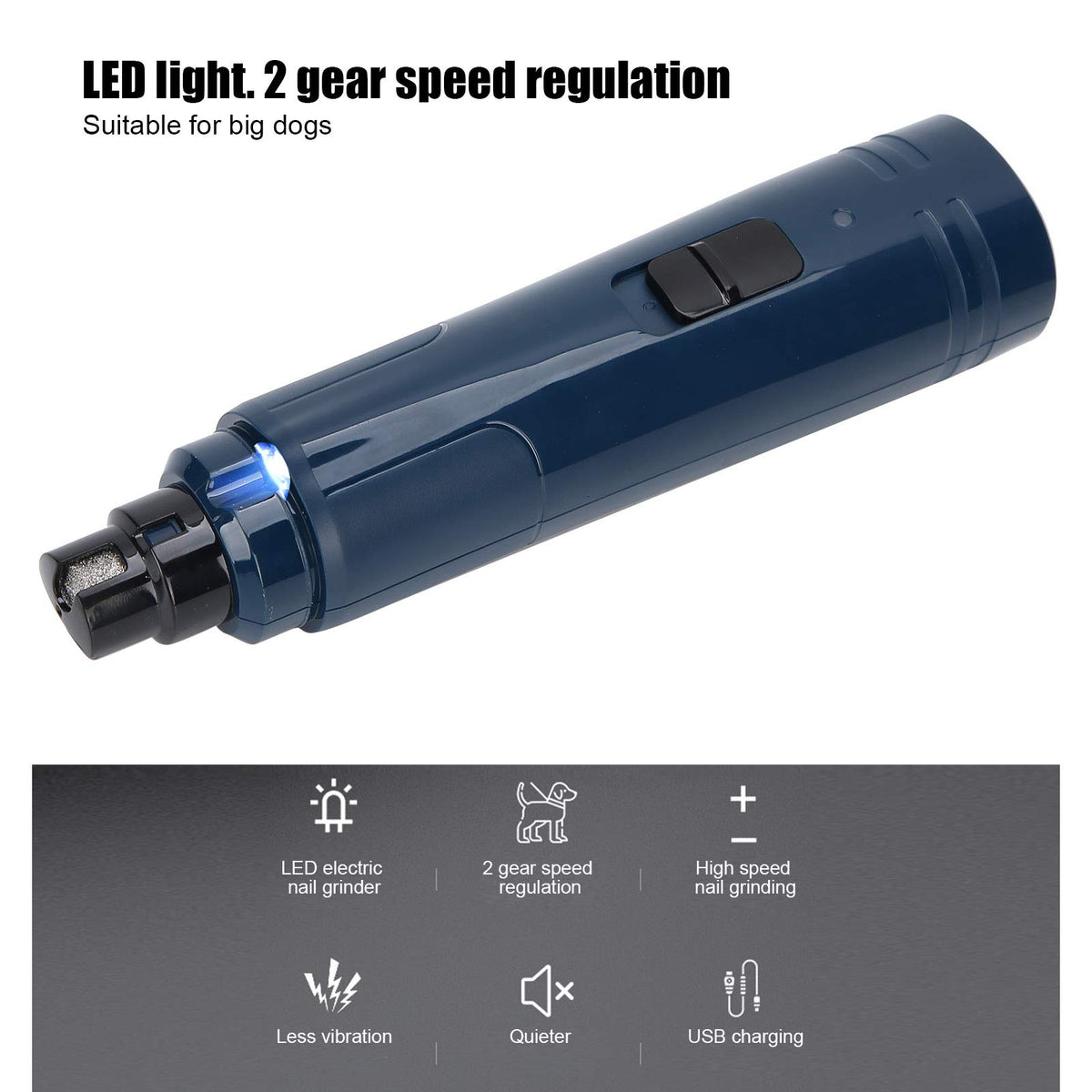 Rechargeable Portable LED Electric Dog Nail Grinder T1365