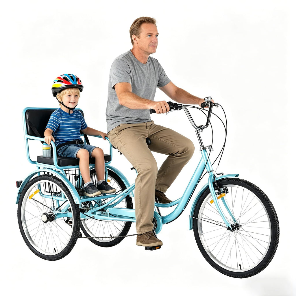 24" 7-Speed Heavy-Duty Steel Adult Tricycle with Rear Seat & Basket J546527