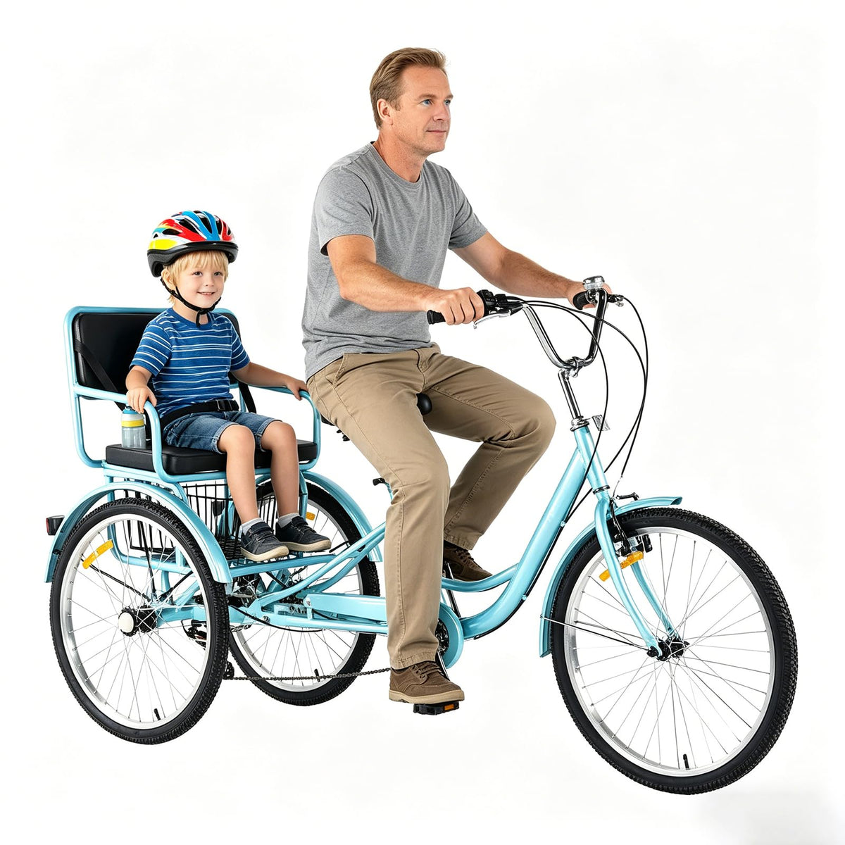 24" 7-Speed Heavy-Duty Steel Adult Tricycle with Rear Seat & Basket J546527