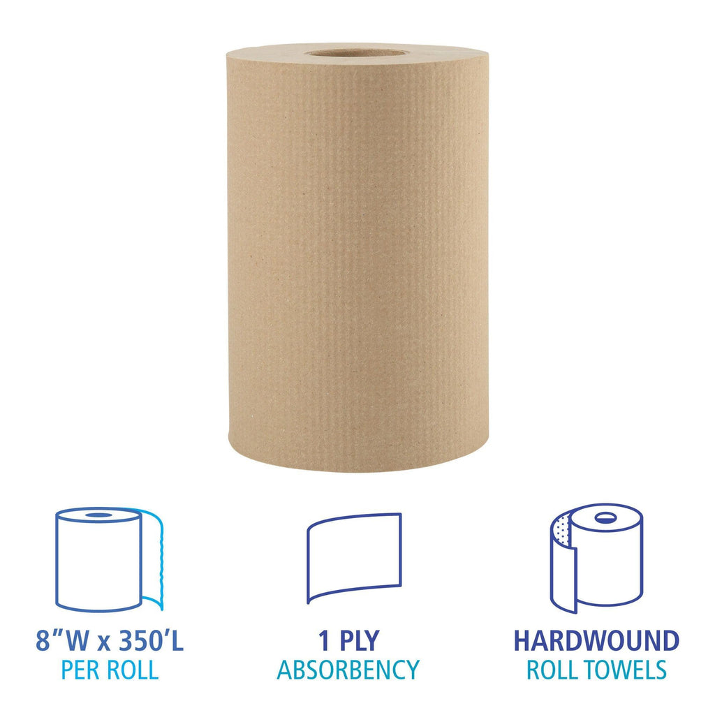Hardwound Paper Towels, 8" x 350ft, 1-Ply Natural, Case of 12 Rolls E131
