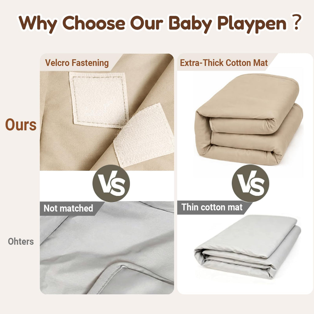 Foldable Baby Playpen with Mat, Mesh and Storage Bag T37920