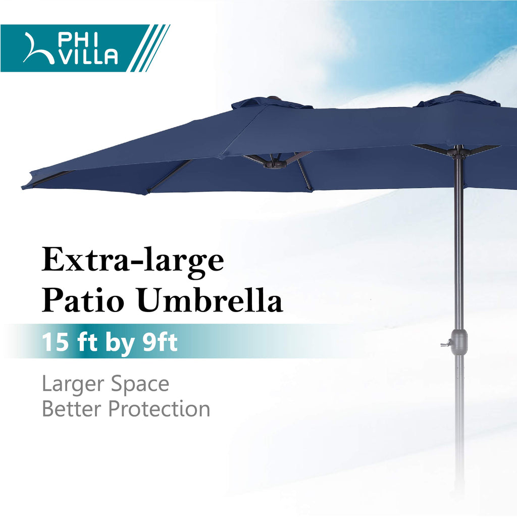 15FT Double-Sided Patio Umbrella with Base X4735