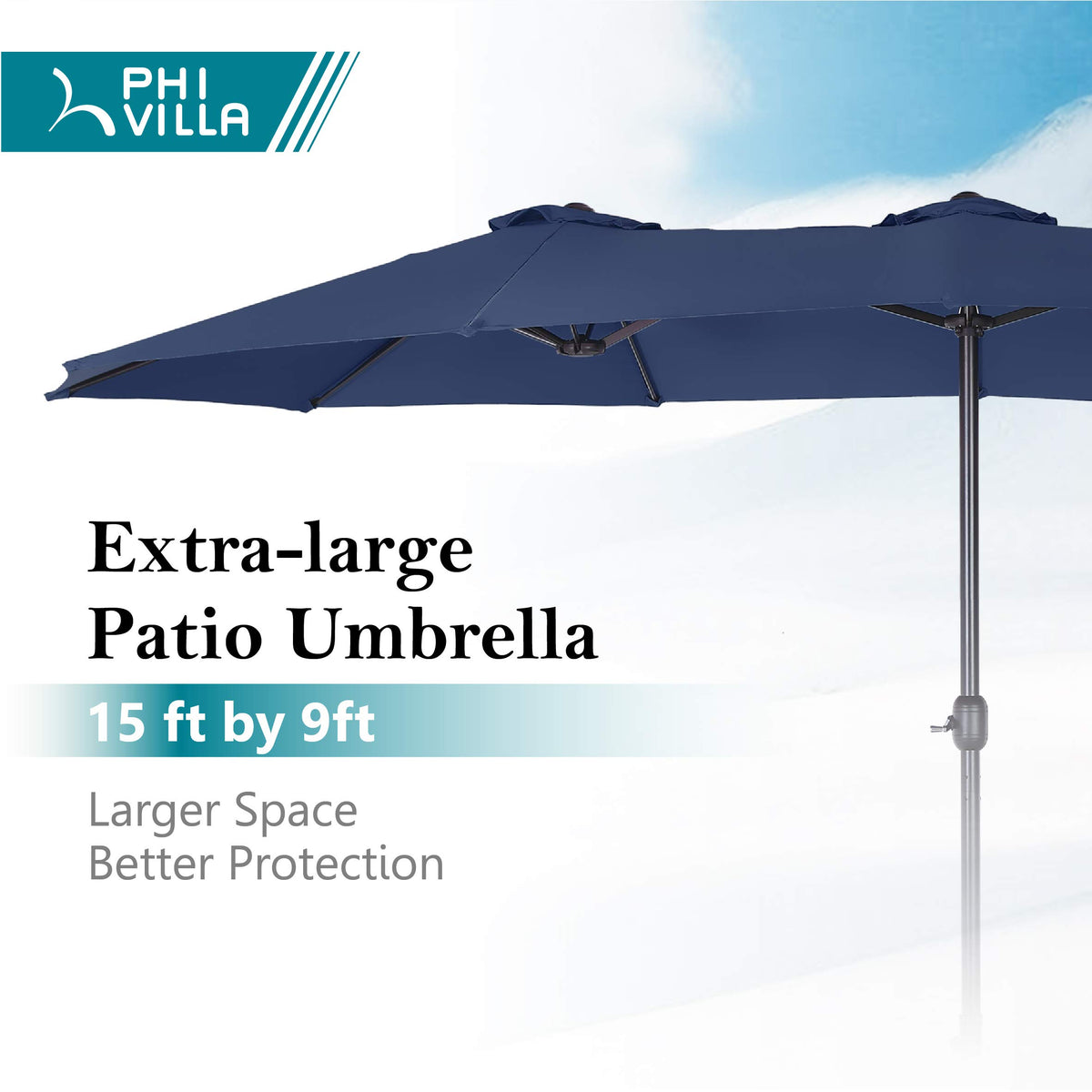 15FT Double-Sided Patio Umbrella with Base X4735