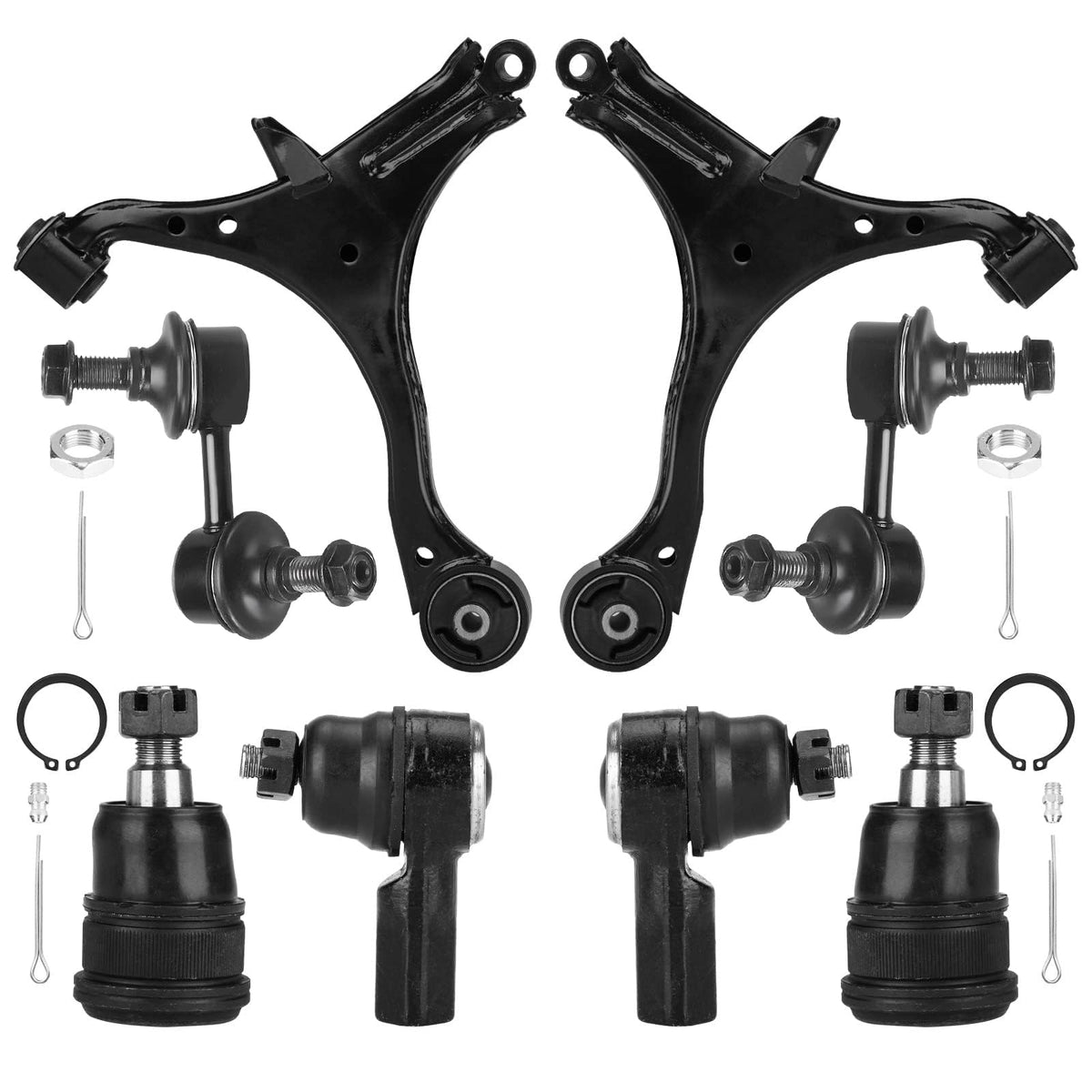 Front Lower Control Arm Suspension Kit with Ball Joints Sway Bars Outer Tie Rods 8pcs W3868