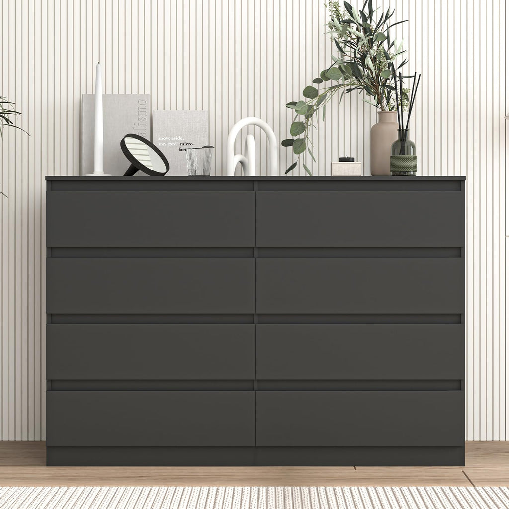 Black 8 Drawer Double Dresser T716034