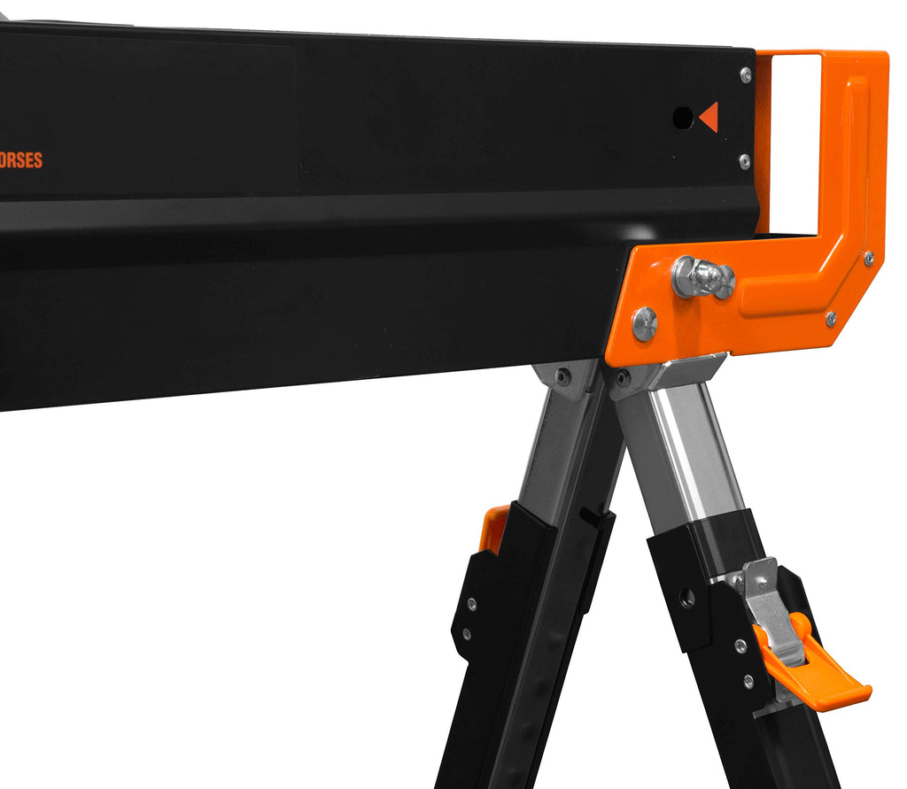 Steel Saw Horse Set, 1300-Pound Capacity, Height Adjustable, Two Pack J552318