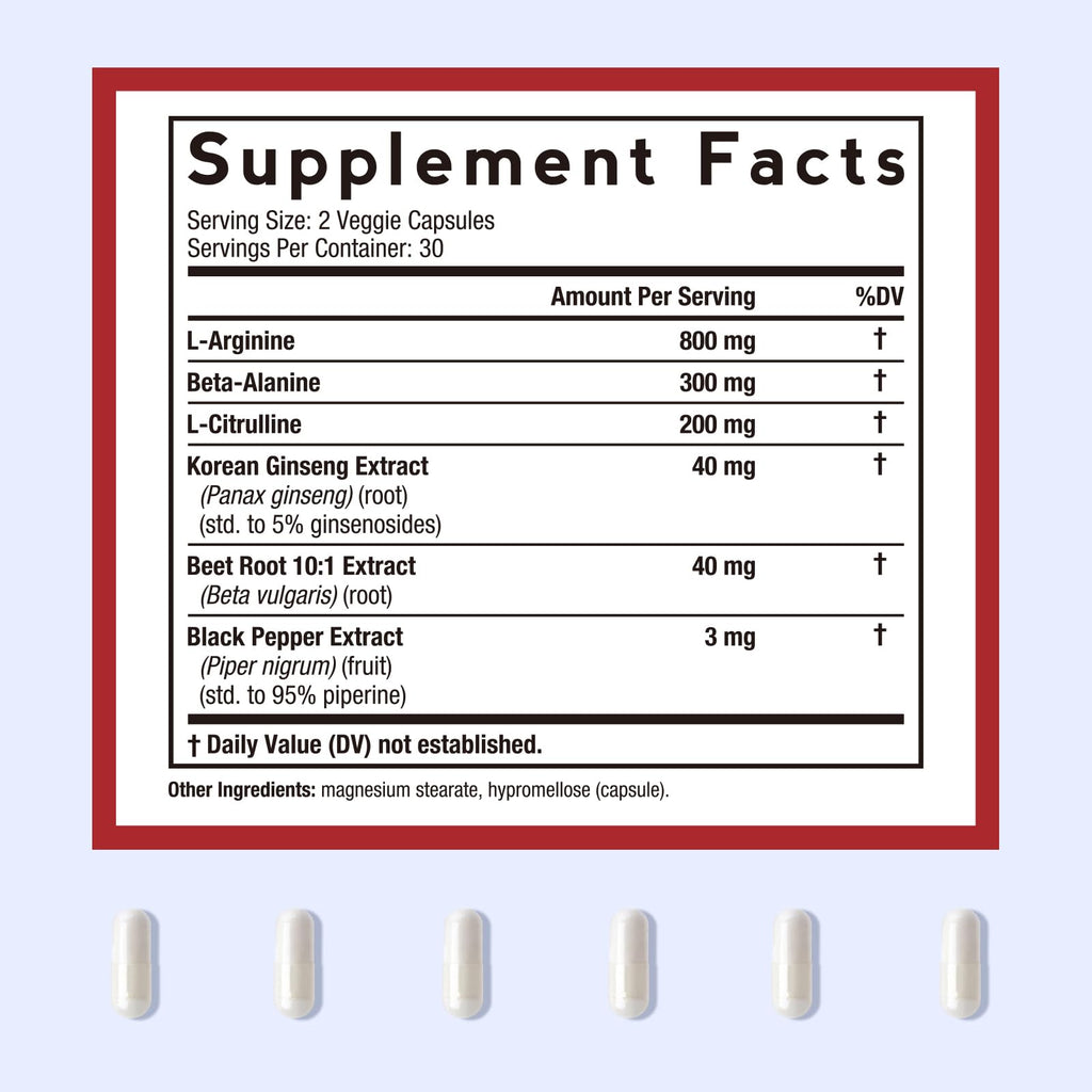 Nitric Oxide Booster 1380 mg 60 Vegan Caps C744735
