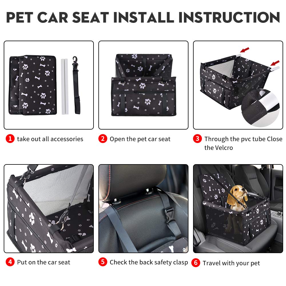 Portable Pet Booster Car Seat with Safety Leash D836746