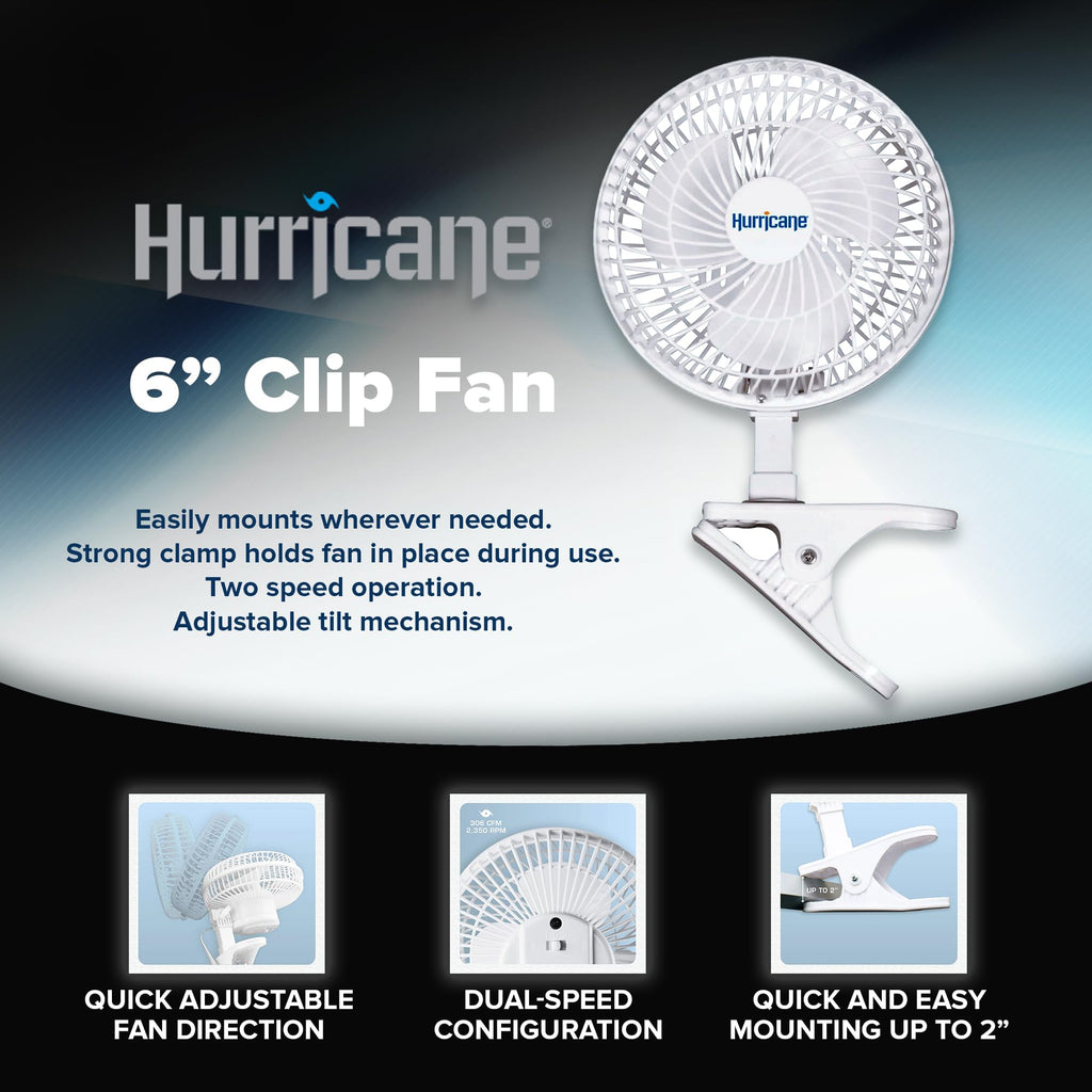 White 2-Pack 6" Clip-On Table Fan with 2 Quiet Speeds A39436