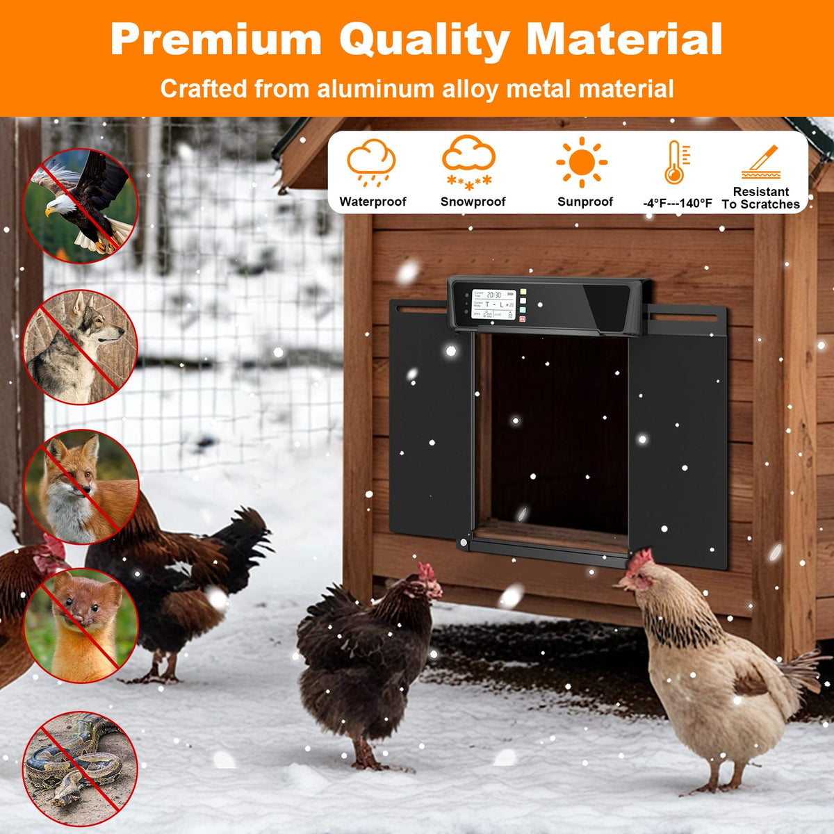 Automatic Chicken Coop Door Solar Powered with Timer & Light Sensor D6597