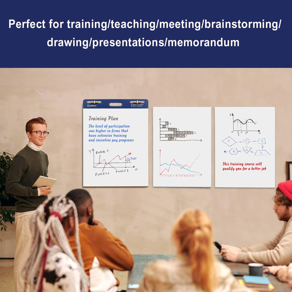 25 x 30 Inch Flip Chart Pad, 30 Sheets, 4 Pads V534342