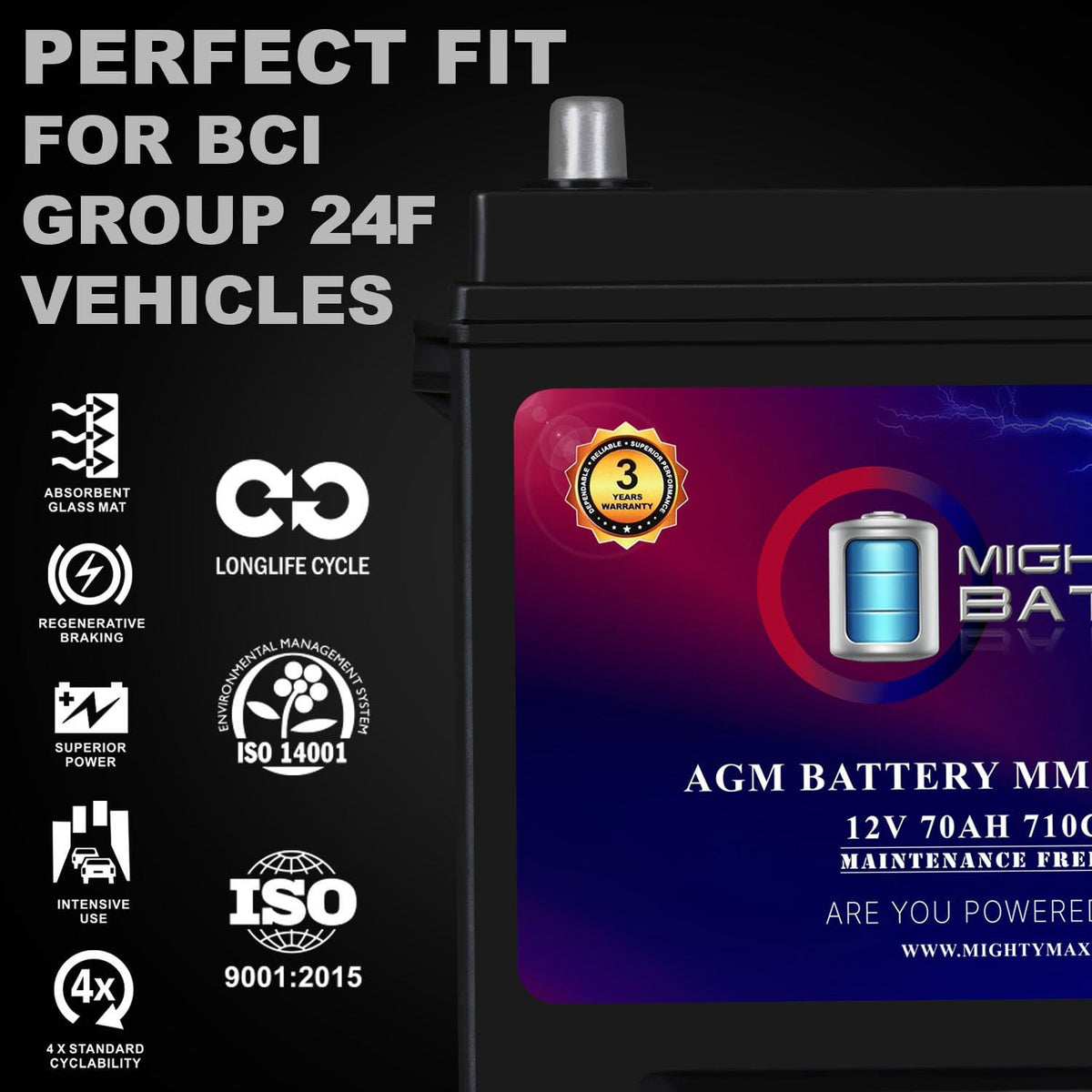 12V 70Ah AGM Replacement Battery T248