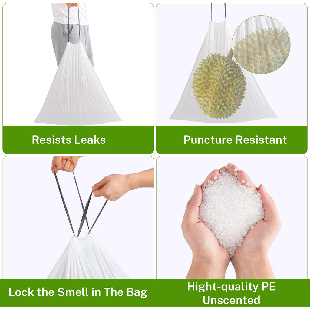 10 Gallon White 1 Mil Drawstring Trash Bags 75 Count Z989871