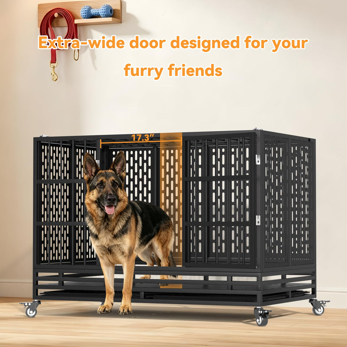 48 Inch Heavy Duty Metal Dog Crate with Wheels U561764