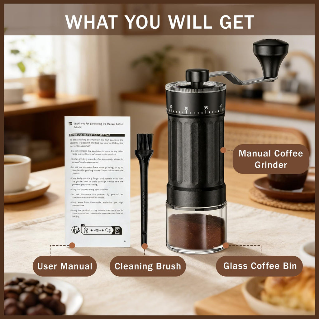 Manual Coffee Grinder with 40 Adjustable Settings, 30g Capacity Y80195