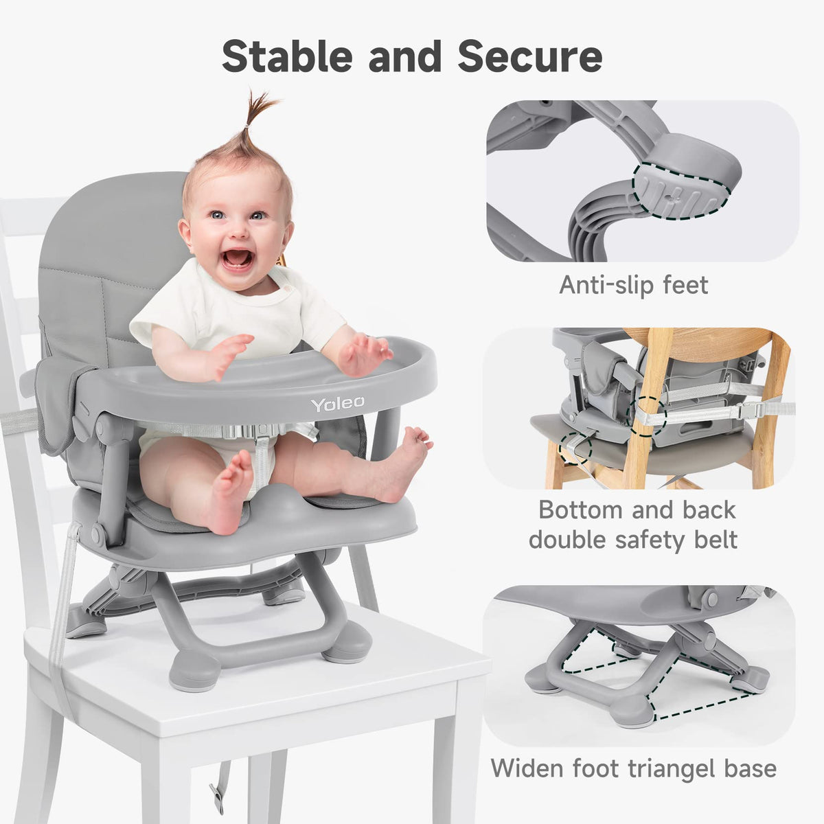 Foldable Baby High Chair Booster Seat with Removable Tray F2783