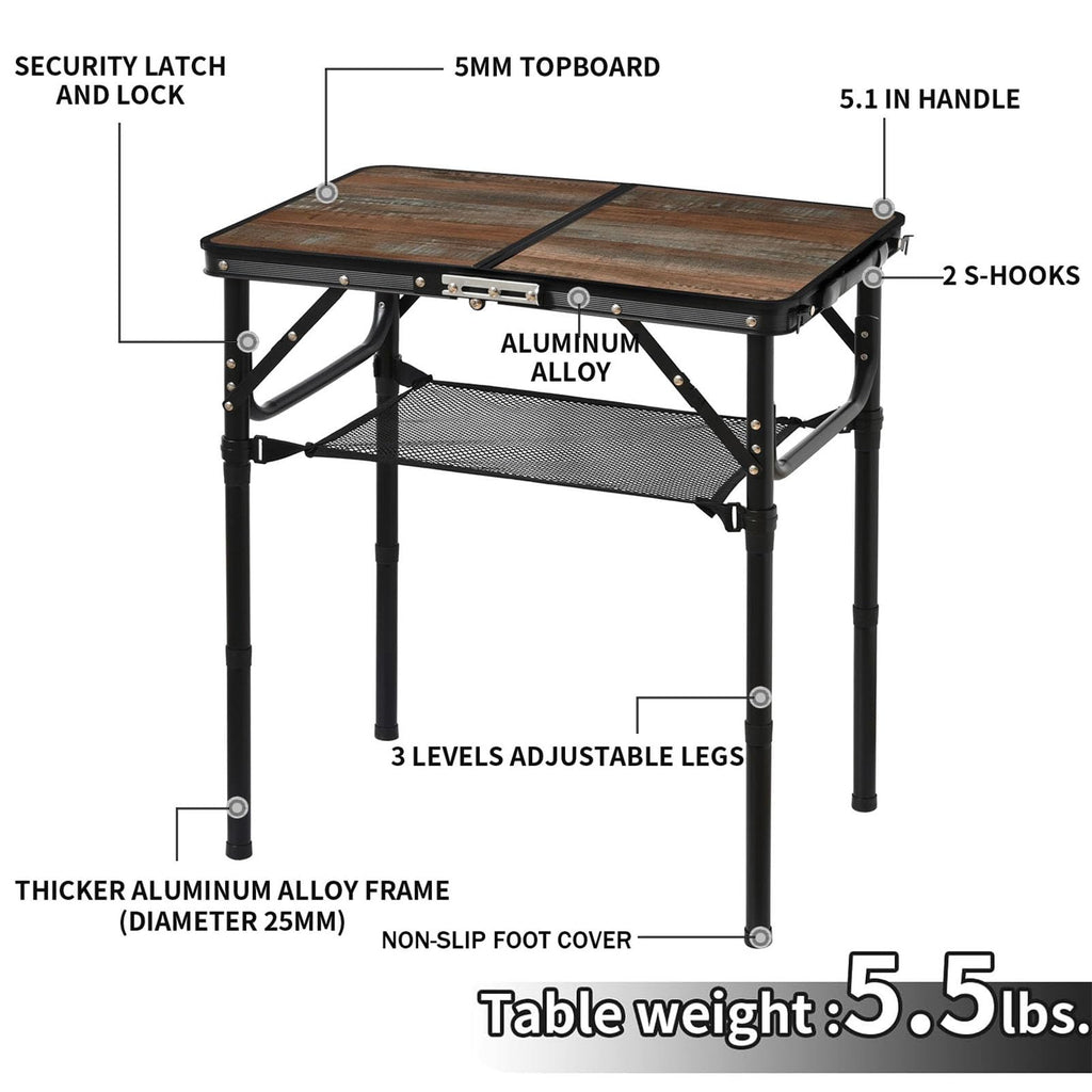 Folding Picnic Table 2ft Portable Camping Table U8076