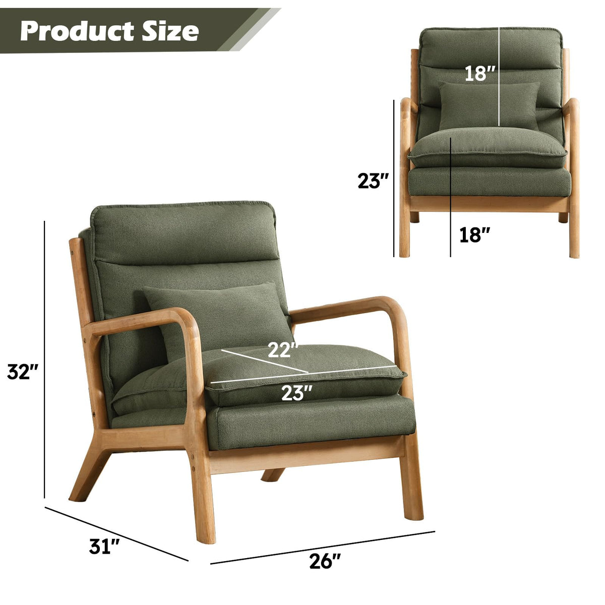 Mid Century Modern Upholstered Accent Chair Set of 2 G818165