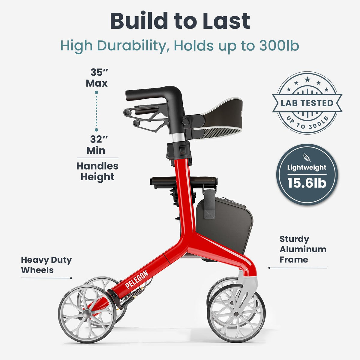 Red Foldable Rollator Walker with Seat M519