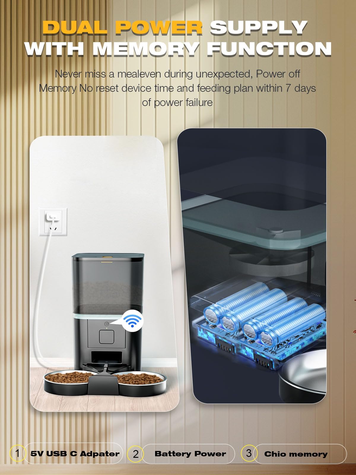 Automatic WiFi App Control Cat Feeder with Stainless Steel Bowl I19028