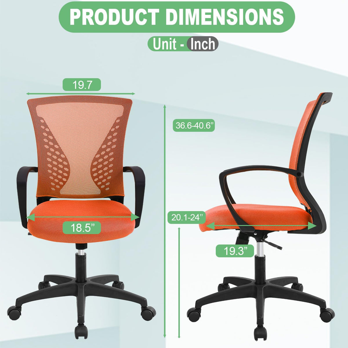 Orange Ergonomic Office Desk Chair with Armrest Y85210