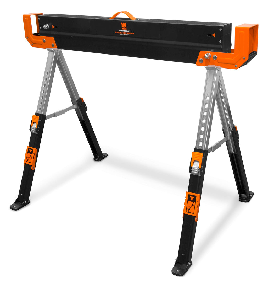 Steel Saw Horse Set, 1300-Pound Capacity, Height Adjustable, Two Pack J552318