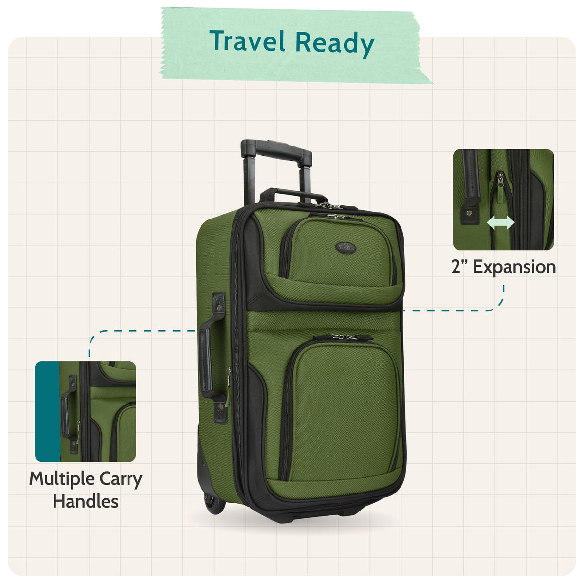 Lightweight Softside Rolling Carry-on Suitcase E850
