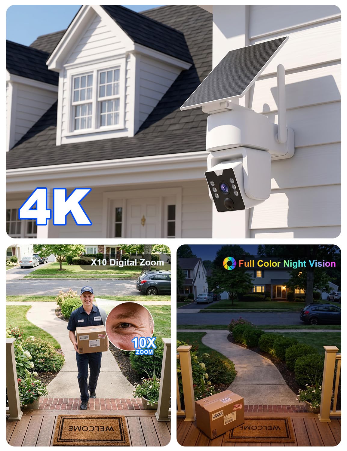 Wireless Outdoor Security Camera System, 4MP, 4 Cam-Kit, Color Night Vision M485