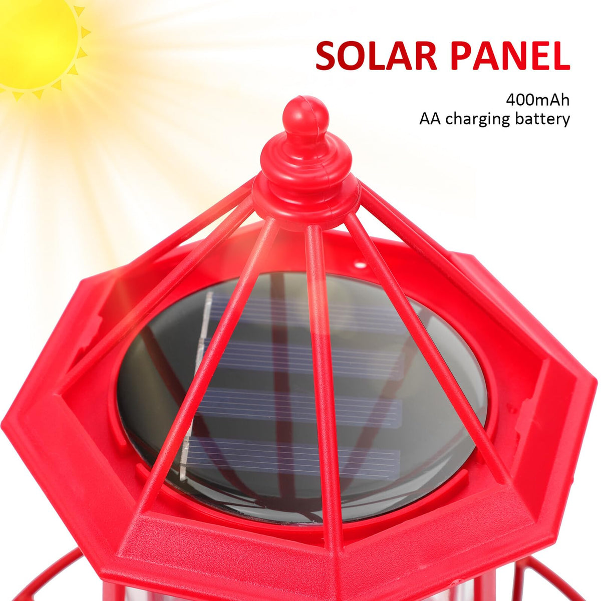 Solar Powered Rotating Lighthouse Garden Light F350644