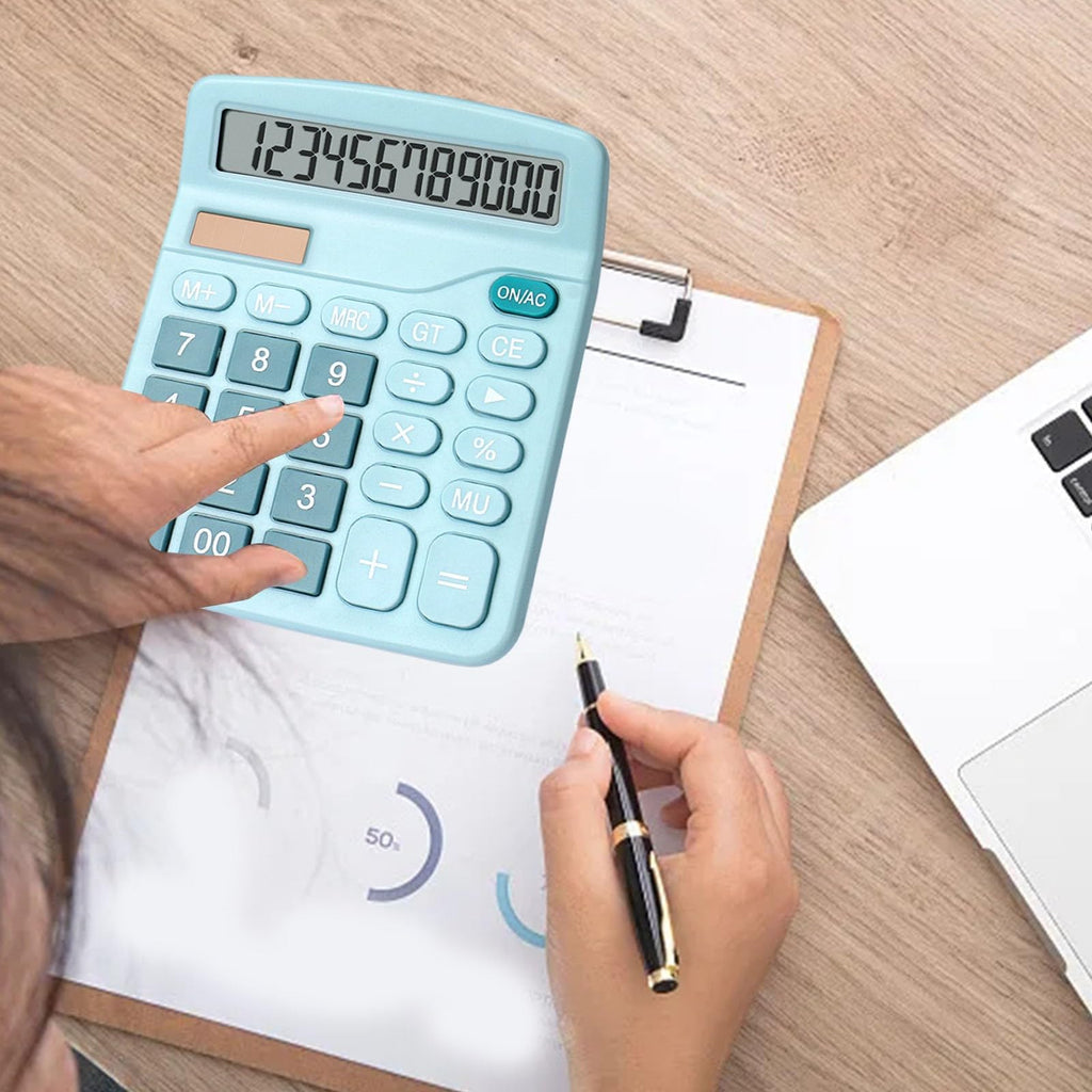 Big Buttons 12 Digits Large LCD Display Battery & Solar Powered Standard Function Calculator T4493