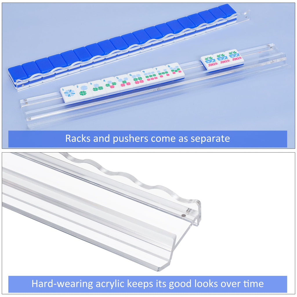 4-Pack Clear Acrylic Mahjong Racks with Pushers 19.7" Q52674