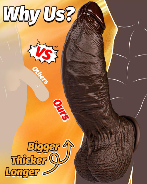 10.5'' Thick Black Realistic Curved Dildo F161646